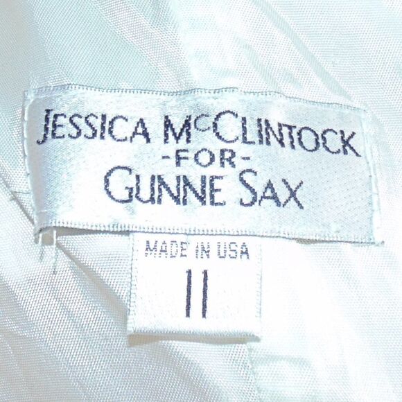 Jessica McClintock GUNNE SAX Dress, Junior 3/S, Strapless, White/Gold, Bow - Picture 11 of 13